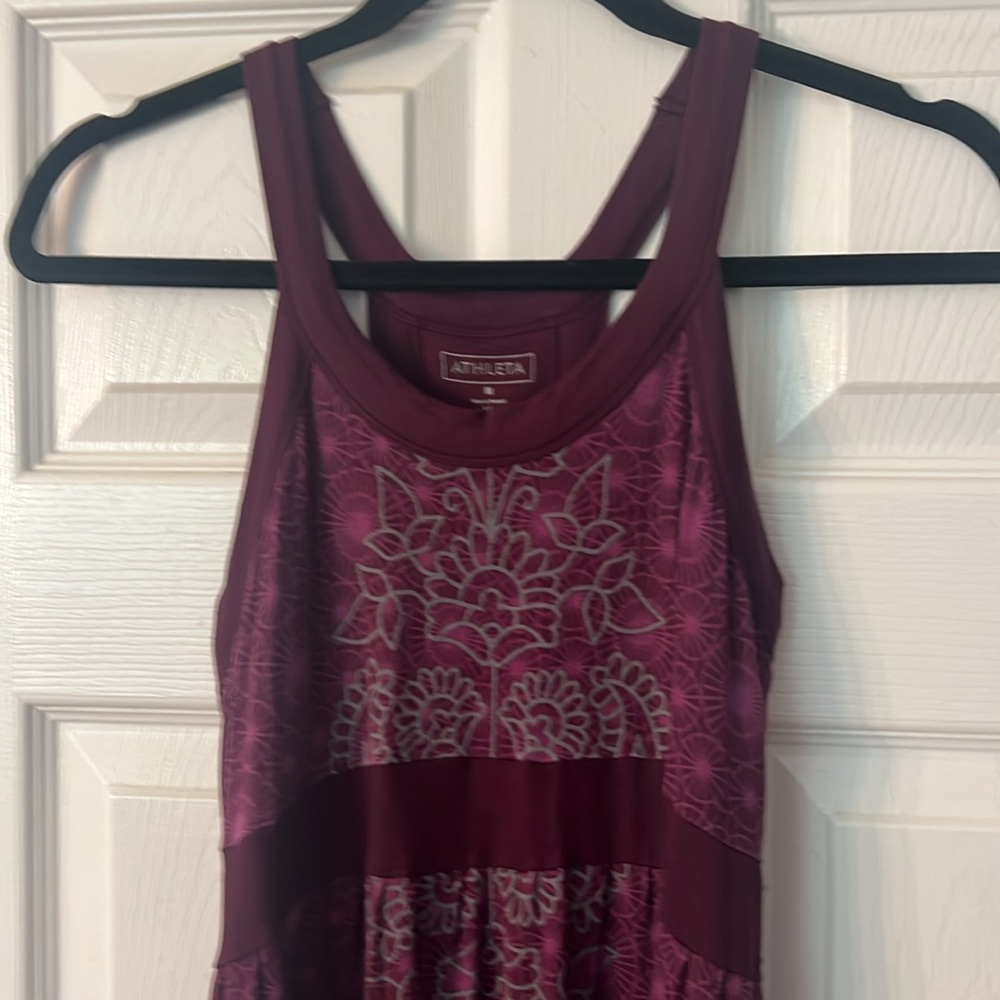 Athleta Rio Plum Racerback Maxi Dress with built in bra. Size Medium.